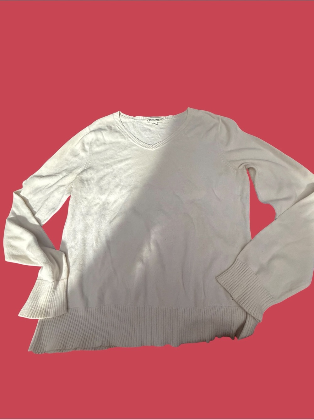 Cherokee Vintage Cream V-Neck Sweater - Size M